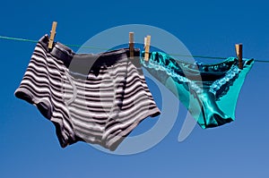 Gender concept mens cotton boxers & silk panties