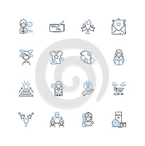 Gender discrimination line icons collection. Inequality, Oppression, Bias, Prejudice, Stereotypes, Chauvinism photo