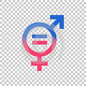 Gender equal sign vector icon. Men and woomen equal concept icon