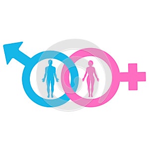Gender equality concept. Male and female gender symbol