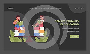 Gender equality in education concept. Flat vector illustration