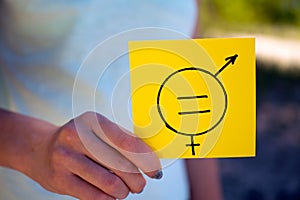 Gender equality female and a male symbol