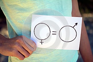Gender equality female and a male symbol