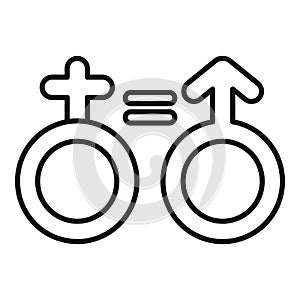 Gender equality icon outline vector. Couple poster support