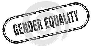 gender equality stamp. rounded grunge textured sign. Label