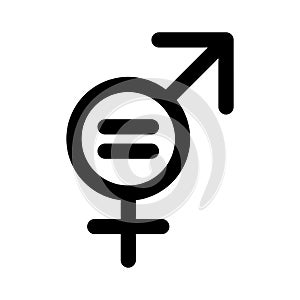 Gender equality symbol isolated on white background. Men and women equal concept icon. Female and male sex icon. Women