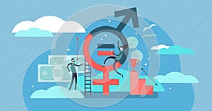 Gender equality vector illustration. Flat tiny persons sex symbol concept.