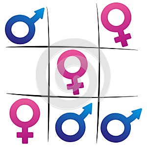 Gender Fight Winning Woman Tic Tac Toe