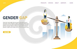 Gender gap vector website landing page design template