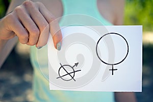Gender hegemony female and a male symbol photo