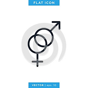 Gender Icon, Male And Female Sex Symbol Vector Design Template