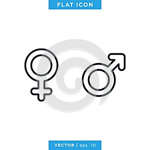 Gender Icon, Male And Female Sex Symbol Vector Design Template