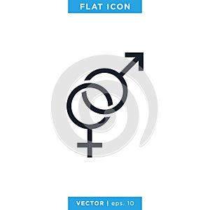 Gender Icon, Male And Female Sex Symbol Vector Design Template
