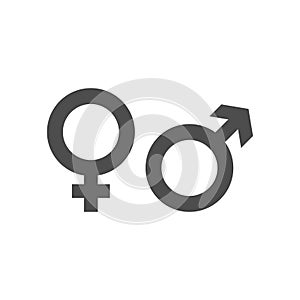 Gender icon and male, female symbol