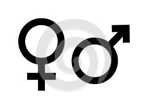 Gender icon. Symbol of male, female and unisex. Sign of women or man gender. Black sexual pictogram. Icon for toilet, bathroom and