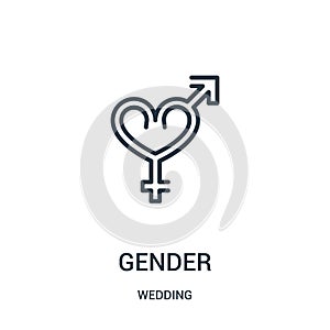 gender icon vector from wedding collection. Thin line gender outline icon vector illustration. Linear symbol for use on web and