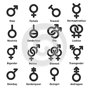 Gender Icons Set on White Background. Vector