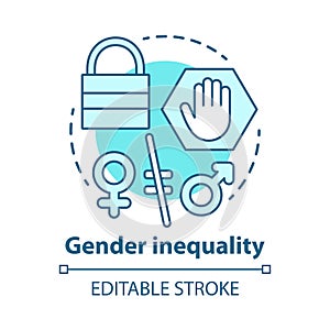 Gender inequality concept icon. Sex discrimination idea thin line illustration. Unequal female and male rights. Sexism