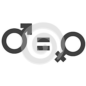Gender inequality and equality icon symbol. Male Female girl boy woman man icon. Mars and venus symbol illustration.