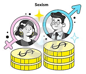 Gender inequality and gender gap in payment concept. Bias and sexism
