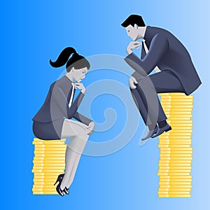 Gender inequality on payment business concept