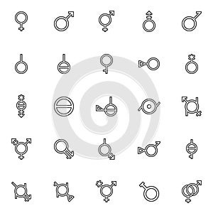 Gender line icons set