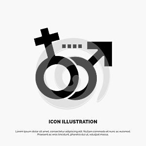 Gender, Male, Female, Symbol solid Glyph Icon vector