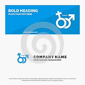 Gender, Male, Female, Symbol SOlid Icon Website Banner and Business Logo Template