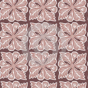 Gender neutral dark pink flower seamless raster background. Simple whimsical 2 tone pattern. Kids floral nursery