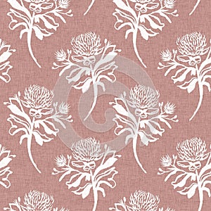Gender neutral dark pink flower seamless raster background. Simple whimsical 2 tone pattern. Kids floral nursery