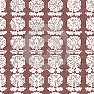 Gender neutral dark pink flower seamless raster background. Simple whimsical 2 tone pattern. Kids floral nursery