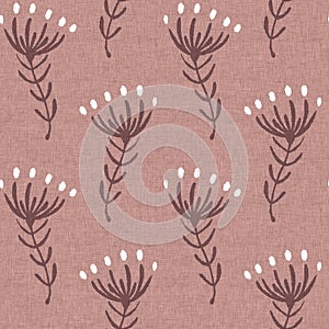 Gender neutral dark pink flower seamless raster background. Simple whimsical 2 tone pattern. Kids floral nursery