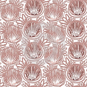 Gender neutral dark pink flower seamless raster background. Simple whimsical 2 tone pattern. Kids floral nursery