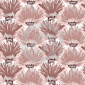 Gender neutral dark pink flower seamless raster background. Simple whimsical 2 tone pattern. Kids floral nursery