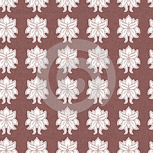 Gender neutral dark pink flower seamless raster background. Simple whimsical 2 tone pattern. Kids floral nursery