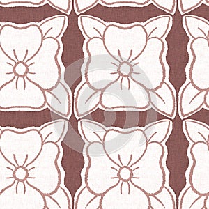 Gender neutral dark pink flower seamless raster background. Simple whimsical 2 tone pattern. Kids floral nursery