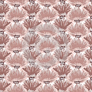 Gender neutral dark pink flower seamless raster background. Simple whimsical 2 tone pattern. Kids floral nursery