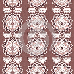 Gender neutral dark pink flower seamless raster background. Simple whimsical 2 tone pattern. Kids floral nursery