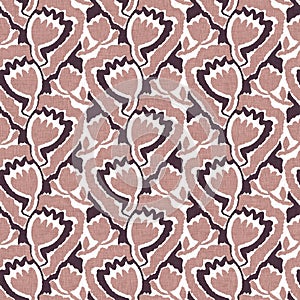 Gender neutral dark pink flower seamless raster background. Simple whimsical 2 tone pattern. Kids floral nursery