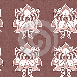 Gender neutral dark pink flower seamless raster background. Simple whimsical 2 tone pattern. Kids floral nursery