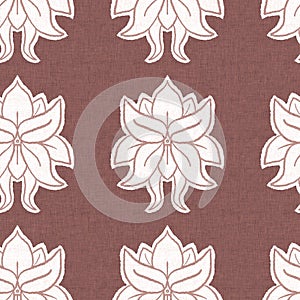 Gender neutral dark pink flower seamless raster background. Simple whimsical 2 tone pattern. Kids floral nursery