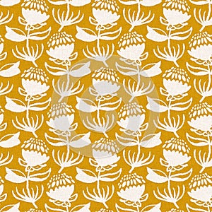 Gender neutral flower seamless raster background. Simple whimsical 2 tone pattern. Kids floral nursery wallpaper or