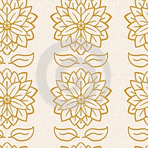 Gender neutral flower seamless raster background. Simple whimsical 2 tone pattern. Kids floral nursery wallpaper or