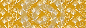 Gender neutral flower seamless raster background. Simple whimsical 2 tone pattern. Kids floral nursery wallpaper or