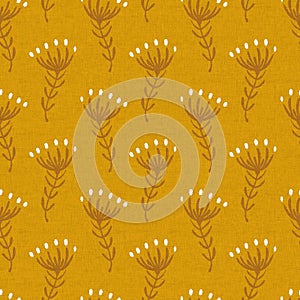 Gender neutral flower seamless raster background. Simple whimsical 2 tone pattern. Kids floral nursery wallpaper or