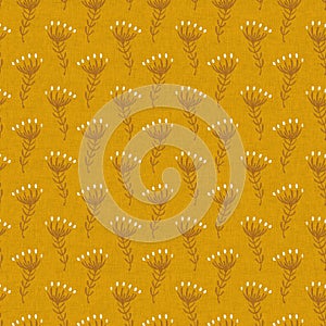 Gender neutral flower seamless raster background. Simple whimsical 2 tone pattern. Kids floral nursery wallpaper or