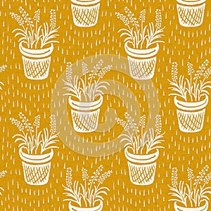 Gender neutral flower seamless raster background. Simple whimsical 2 tone pattern. Kids floral nursery wallpaper or