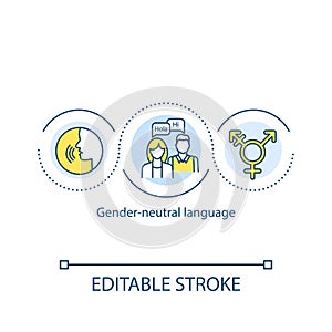 Gender neutral language concept icon