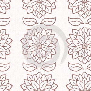 Gender neutral light pink flower seamless raster background. Simple whimsical 2 tone pattern. Kids floral nursery