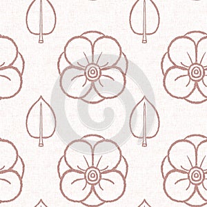 Gender neutral light pink flower seamless raster background. Simple whimsical 2 tone pattern. Kids floral nursery